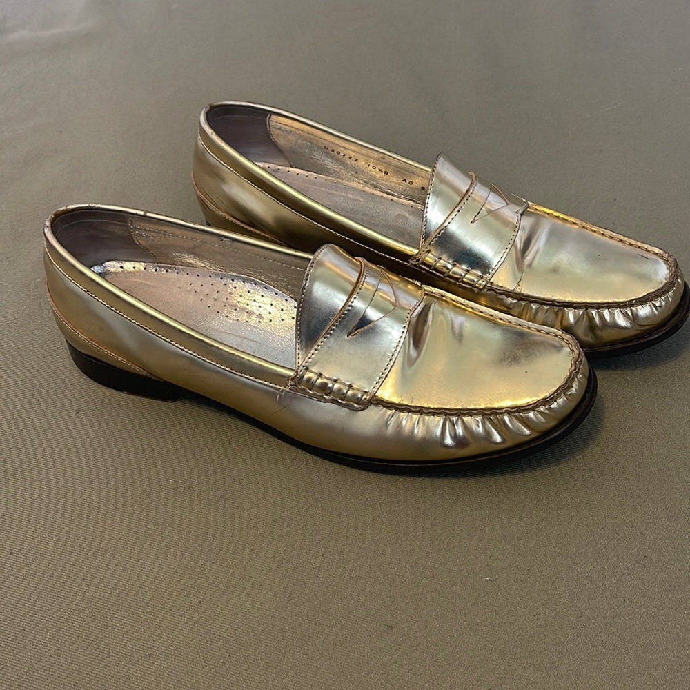 Cole Haan Metallic Gold Penny Loafers